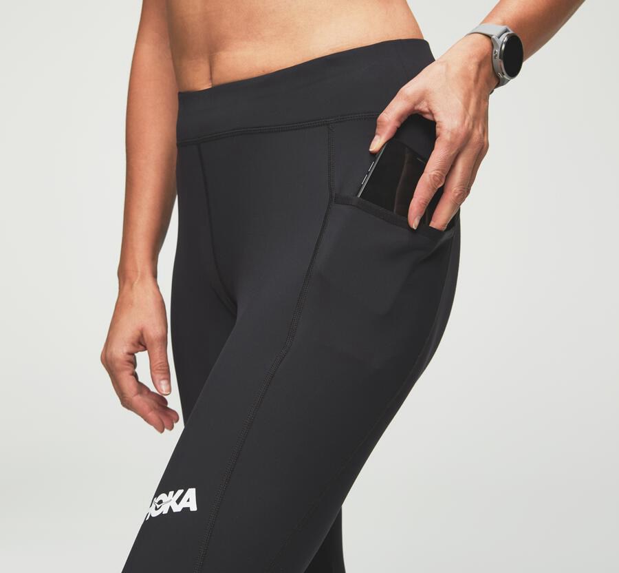 Pantalones Hoka One One Mujer - Performance Crop Tight - Negras - BHJ271594